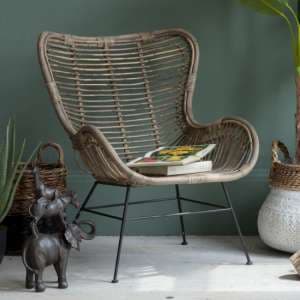 Kendal Rattan Bistro Lounger Chair In Natural