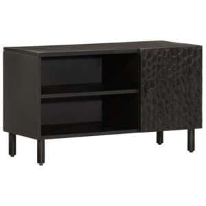 Kendal Wooden TV Stand With 2 Shelves In Black - UK
