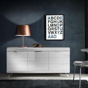 Kenia Contemporary Sideboard In White High Gloss With 3 Doors