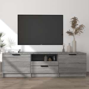 Kenna Wooden TV Stand With 2 Doors 1 Drawer In Grey Sonoma Oak