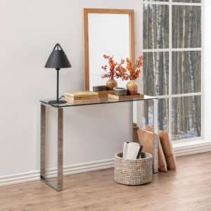 Kennesaw Clear Glass Console Table With Chrome Frame - UK