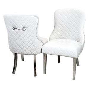 Kenneswick Quilted Back Light Grey Velvet Dining Chairs In Pair