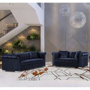 Kenosha Velour Fabric 2 Seater And 3 Seater Sofa In Slate - UK