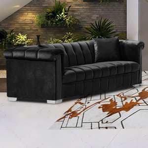 Kenosha Malta Plush Velour Fabric 3 Seater Sofa In Cosmic - UK