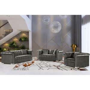 Kenosha Malta Plush Velour Fabric Sofa Suite In Putty - UK