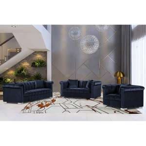 Kenosha Malta Plush Velour Fabric Sofa Suite In Slate - UK