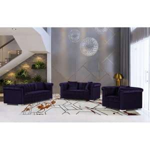 Kenosha Malta Plush Velour Fabric Sofa Suite In Ameythst - UK