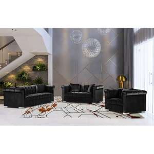 Kenosha Malta Plush Velour Fabric Sofa Suite In Cosmic - UK
