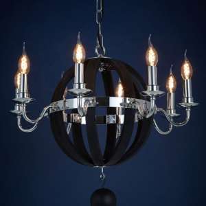 Kensick 8 Bulbs Round Design Chandelier Ceiling Light In Black - UK