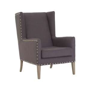 Kensick Fabric Armchair With Oak Legs In Gunmetal Grey - UK
