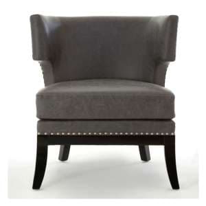 Kensick Leather Effect Armchair In Grey