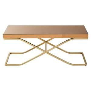 Kensick Rectangular Mirrored Glass Coffee Table With Gold Frame - UK