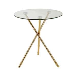 Kensick Round Clear Glass Side Table With Gold Knop Legs - UK