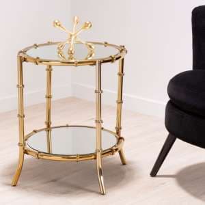 Kensick Round Mirrored Glass Side Table With Gold Frame - UK