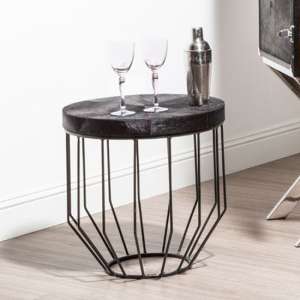Furud Townhouse Round Side Table In Black