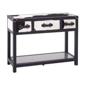Kensick Wooden Console Table With 3 Drawers In Black And White - UK