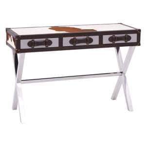 Kensick Wooden Console Table With Cross Legs In Brown And White - UK