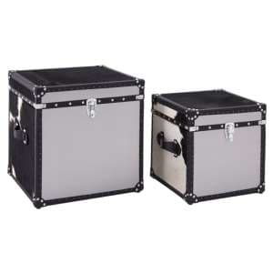 Kensick Wooden Set Of 2 Storage Trunks In Black And White - UK