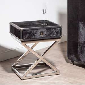 Kensick Wooden Side Table With Cross Base In Black