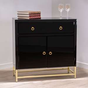 Kensick Wooden Sideboard With 2 Doors And 1 Drawer In Black