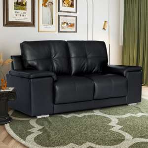 Kensington Faux Leather 2 Seater Sofa In Black