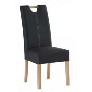 Kenstone Leather Dining Chair In Anthracite With Oak Leg