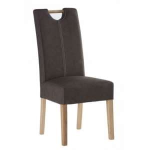 Kenstone Leather Dining Chair In Chocolate With Oak Leg
