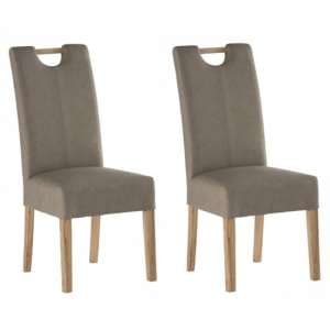 Kenstone Mocha Leather Dining Chair With Oak Leg In Pair