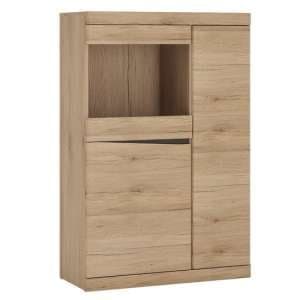 Kenstoga Wooden 3 Doors Glazed Display Cabinet In Grained Oak - UK
