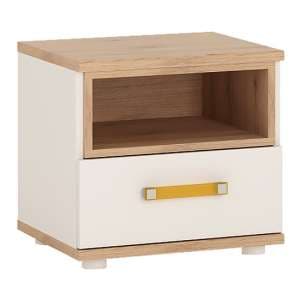 Kepo Wooden Bedside Cabinet In White High Gloss And Oak - UK