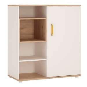Kepo Wooden Low Storage Cabinet In White High Gloss And Oak - UK