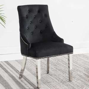 Kepro Knocker Back Velvet Dining Chair In Black