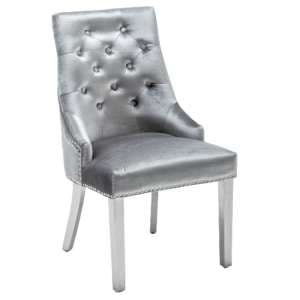 Kepro Knocker Back Velvet Dining Chair In Shimmer Grey