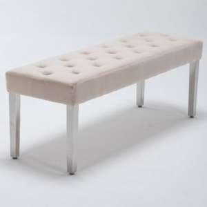 Kepro Velvet Upholstered Dining Bench In Cream