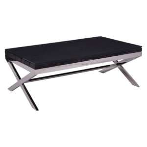 Kero Glass Top Coffee Table With Cross Base In Black