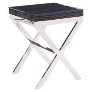 Kero Glass Top Side Table With Cross Base In Black - UK