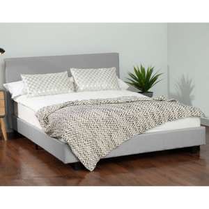 Khambalia Fabric Double Bed In Light Grey - UK