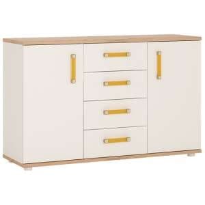 Kepo Wooden Sideboard In White Gloss Oak With 2 Doors 4 Drawers