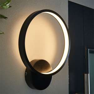 Kieron LED Wall Light In Textured Black With White Diffuser - UK