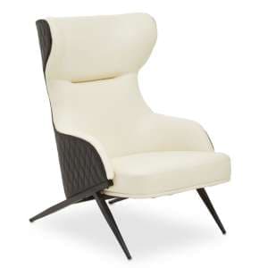 Kievy Faux Leather Upholstered Armchair In Ivory - UK