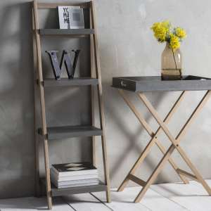Kilting Wooden Shelving Unit In Grey And Natural
