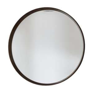 Kinder Round Small Bevelled Wall Mirror In Walnut Wood Frame - UK