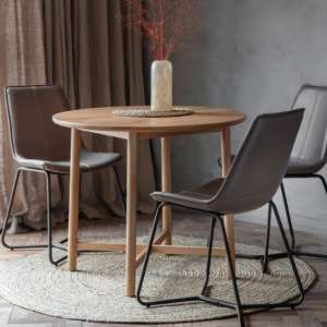Kinghamia Round Wooden Dining Table In Oak