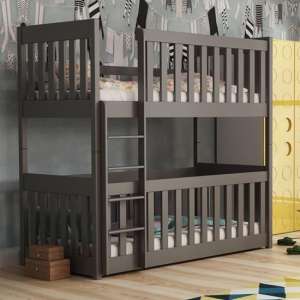 Kinston Bunk Bed And Cot In Graphite With Bonnell Mattresses