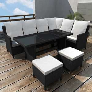 Kirkby Rattan 4 Piece Garden Lounge Set With Cushions In Black - UK