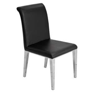 Kirkland Faux Leather Dining Chair In Black With Chrome Legs