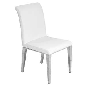 Kirkland Faux Leather Dining Chair In White With Chrome Legs