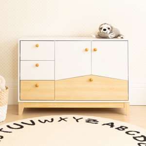 Kiro Sideboard With 2 Doors 4 Drawers In White And Pine Effect - UK