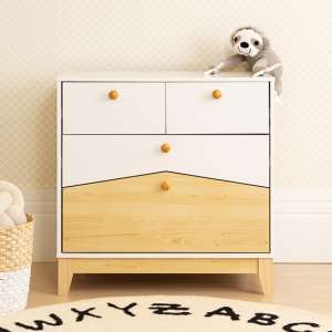 Kiro Wooden Chest Of 4 Drawers In White And Pine Effect - UK