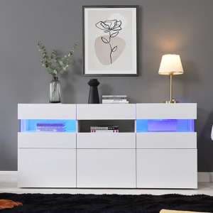Kirsten High Gloss Sideboard In White With LED Lighting